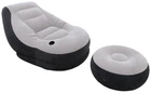 Надувне крісло з підсклянником Intex 68564 Ultra Lounge з пуфиком 154х98 см Сіро-чорний
