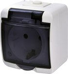 Розетка с заземляющим контактом и крышкой ETI IP54 RHE-1sd 4668016 дымчатая