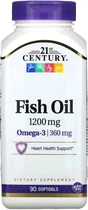 Жирні кислоти 21st Century Риб'ячий жир Омега-3 Fish Oil Omega 3 90 желатинових капсул 1200 мг / 360 мг (740985270264)