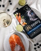 Корм для длинношерстных кошек Savory со свежим лососем и белой рыбой
