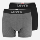 Набір трусів-боксерів чоловічих бавовняних Levi's Herringbone Boxer Brief 2P 701229543-003 M 2 шт Чорний/Сірий (8720245660150)