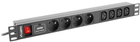 Мережевий фільтр Lanberg Rack 19" 1U 16A PDU PRO 8 розеток 2 м Black (PDU-04E04I-0200-BK)