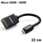 Кабель перехідник Ugreen Micro HDMI штекер - HDMI 2.0 роз'єм 4K/60 Гц у PVC обплетенні, 22 см, чорний (97461493)