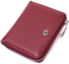 Жіночий гаманець ST Leather з натуральної шкіри бордовий середній подвійного складання на блискавці для карт з монетницею 55874