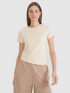 T-shirt damski bawełniany 4F 4FWSS25TTSHF2351-083S M Beżowy (5905700409700)