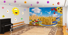 Патріотичні Фото Штори в дитячий сад PHOTODECOR "Поле пшениці та патріотична стрічка з соняшниками"