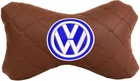 Подушка на подголовник EVAtech ECO 27 х 16 см Volkswagen Коричневая с коричневой нитью (SPCRZZV033)
