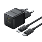 Сетевое зарядное устройство Baseus Palm 30W Fast Charger быстрая зарядка PD3.0+QC4.0 два порта USB-A + Type-C + USB-C кабель USB-C 60W (20V/3A) 1m (P1011160A113-01) Cluster Black