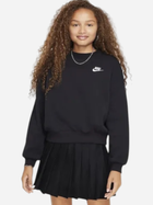 Bluza bez kaptura dziewczęca młodzieżowa Nike Sportswear Club Fleece FZ9244-010 L Czarna