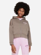 Bluza rozpinana z kapturem dziewczęca Nike G Nsw Trend Flc Fz Hoodie DV2565-040 XS (122-128 cm) Brązowa