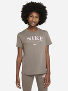 Koszulka dziewczęca młodzieżowa bawełniana Nike G Nsw Trend Bf Tee DV6137-040 M (137-147 cm) Brązowa