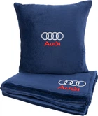 Подушка и плед в авто EVAtech из махры M для Audi синие (MBLMPSMLV003)