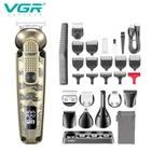 Универсальная машинка триммер для стрижки волос и бороды с USB LED дисплеем VGR V-103 Pro + Щеточка для чистки