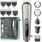 Аккумуляторный триммер для стрижки бороды и усов с USB и LED-дисплеем VGR V-105 Pro Черный + Масло для смазки лезвий