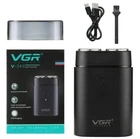 Роторная аккумуляторная бритва для стрижки бороды и усов с USB VGR V-341 Pro Черный + Щетка для чистки
