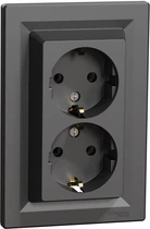 Розетка подвійна Schneider Electric Asfora із заземлювальним контактом Антрацит (EPH9900171)