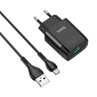 Зарядний пристрій HOCO C72Q Glorious single port QC3.0 charger set USB to MicroUSB cable Black (6931474732521)