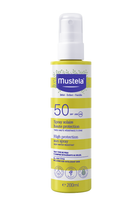 Детское солнцезащитное молочко Mustela Lait Solaire SPF50+ детский спрей от загара с рождения, 200 мл