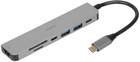 USB Hub iBox 4K SLIM USB 3.2 HDMI PD100W Silver (IUH3SL4K)