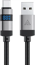 Кабель Acefast C15-04 USB-A to USB-C zinc alloy digital display braided charging data cable Black (6974316283737)