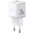 МЗП Baseus Palm Fast Charger Type-C+USB 20W (With Cable Type-C to Type-C 60W 1m) Білий