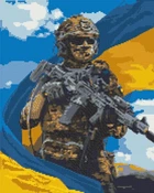 Алмазна мозаїка / вишивка 40х50 см. Воїн ЗСУ з прапором OD3268