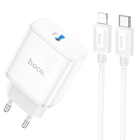 Мережевий зарядний пристрій HOCO C80A Rapido PD20W+QC3.0 charger set(Type-C to Type-C) 3.1A білий