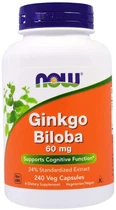 Натуральна добавка Now Foods Ginkgo Biloba 60 мг Веганські капсули