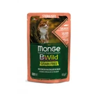 Влажный корм для котов Monge cat wet bwild grain free sterilised Лосось с креветками и овощами 85 г