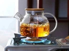 Стеклянный заварочный чайник 1,2 л для чая и кофе Ardesto с бамбуковой крышкой (AR3012GBM)