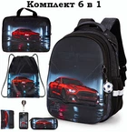 Ортопедический школьный рюкзак 6 в 1 для мальчика School Standard 38х30х18 см с Машиной для младших классов (170-58)