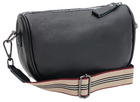 Жіноча шкіряна сумка Borsa Leather елегантна чорна сумка через плече з натуральної шкіри 54222