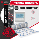 Тепла підлога Valmi 5 м² /1000Ват/ 200Вт/м² тонкий гріючий кабельний мат під плитку з програмованим терморегулятором E 51