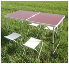 Стіл розкладний з 4 стільцями Folding Table 120х60х55 60 70 см 3 режими висоти