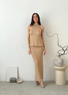 Жіноча спідниця максі Loren з резинкою на поясі ARTKNIT L Бежевий (ak39584)