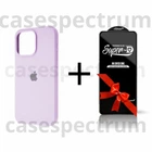 Чехол силиконовый Premium Silicone Case Full Cover для Apple iPhone 15 Pro Lilac + Подарок защитное стекло ESD Mietubl для Apple iPhone
