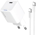 Пристрій зарядний мережевий Colorway GaN Mini 30W PD Port PPS USB-C біле + cable Type-C