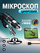 Цифровой электронный USB микроскоп 1600Х с подсветкой. Mod2. Подключение к Windows, Android, MacOS (micros-USB)