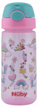 Bidon dla dzieci Nuby z guzikiem i miękką słomką Różowy 540 ml (5414959063941)