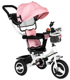 Rowerek trójkołowy EcoToys z obracanym siedziskiem i daszkiem JM-066-9L Różowy (5903769974115)
