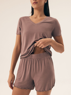 Piżama damska z szortami i krótkim rękawem letnia Henderson Noves 42679-82X 2XL Brązowa (5903972378618)