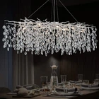 Удлиненная серебряная люстра DIAMINA с хрустальными камнями в корпусе 150 см | Line F | Арт. 33007-L1500*400 CH