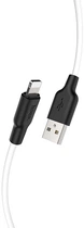 Кабель Hoco X21 Plus USB to iP 2.4A silicone silicone connectors 1 м Black+White (6931474711816)