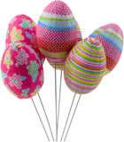 Zestaw dekoracyjnych jajek wielkanocnych Lean Toys na druciku Wielokolorowe z ornamentem 6 szt (21311) (5905991037446)