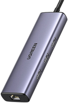 USB-хаб Ugreen CM512 6-in-1 USB-C to 3xUSB 3.0/HDMI/RJ-45/PD 100W Grey (6941876215980)