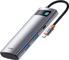 Hub USB Baseus Metal Gleam Series 7-in-1 USB-C to 2xUSB3.0/HDMI/USB Type-C/PD/SD/TF Grey (WKWG020113)