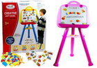 Дошка магнітна на ніжках LEAN Toys Рожева, з маркером та магнітами, коробки і полиця (5905515350549)