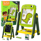 Tablica magnetyczna kredowa suchościeralna LEAN Toys Dinozaur, Zielona, półeczka, akcesoria (5905991057222)