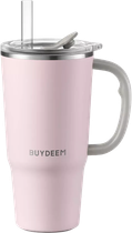 Kubek termiczny Buydeem ze słomką Różowy 700 ml (6950386618303)