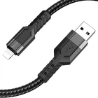 Кабель Hoco U110 USB to iP 2.4A, nylon, aluminum connectors 1.2 м Black (6931474770561)